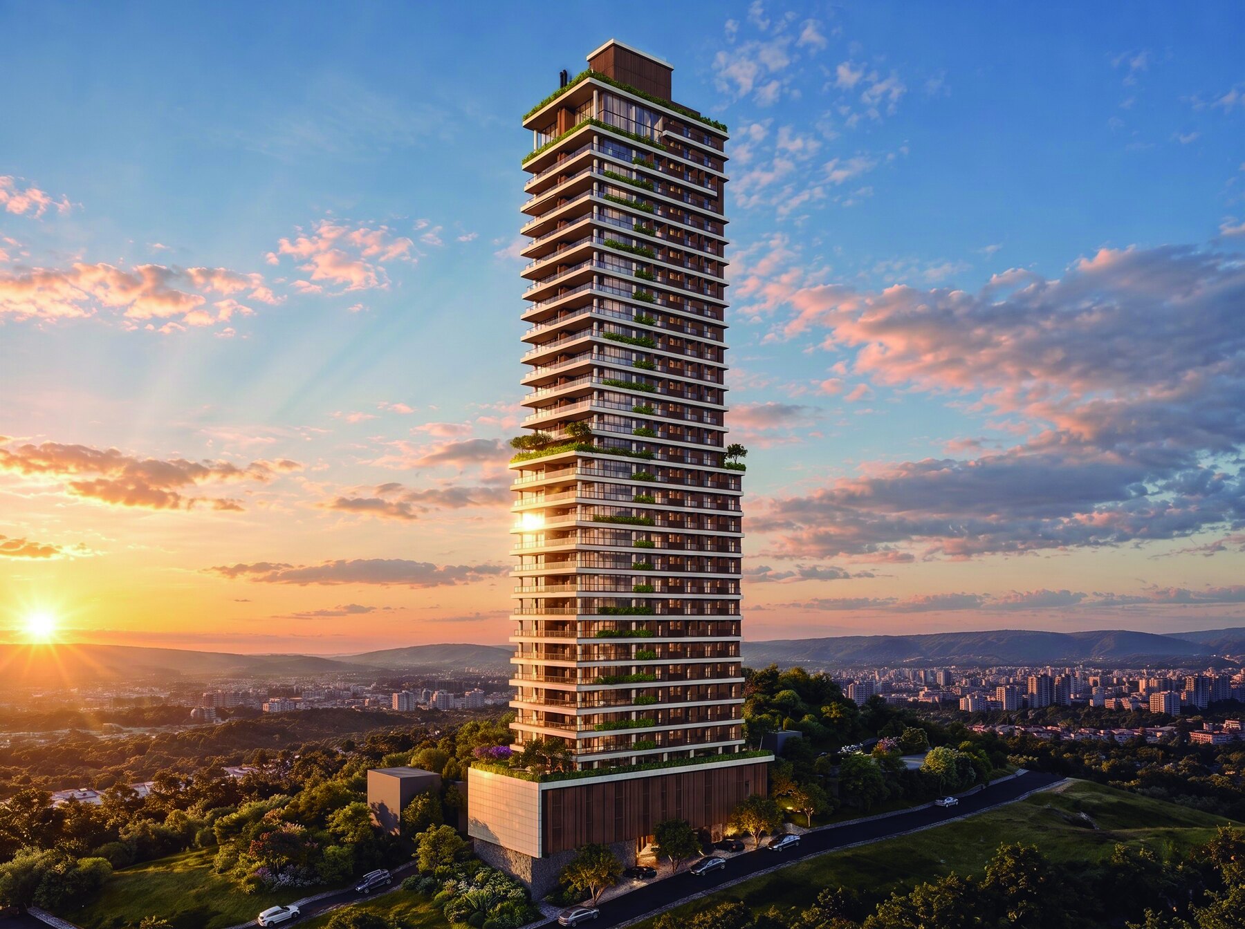 Torre do SKY na Agronômica, em Florianópolis, ao entardecer